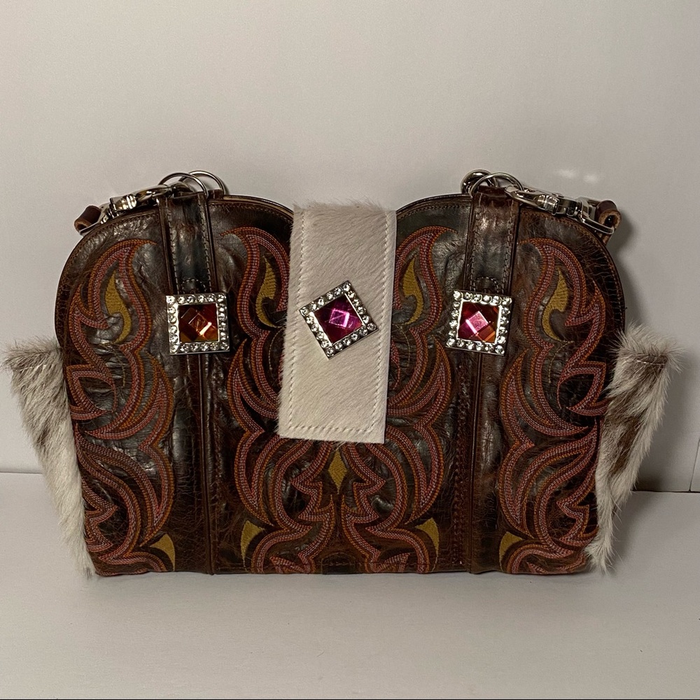 Western Cowboy Boots Purse Handbag Cowhide